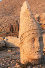 Ancient statues on top of Mount Nemrut in South East Turkey. Kingdom of Commagene.