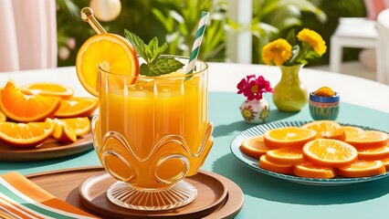 orange juice and fruits
