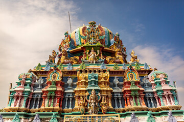 Vibrant Gopuram of a South Indian Temple in Tirunelveli