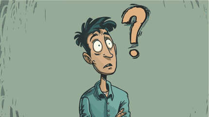 Fototapeta premium Confused Person with Question Mark Illustration 