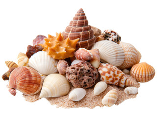 Colorful Collection of Assorted Seashells on Sand