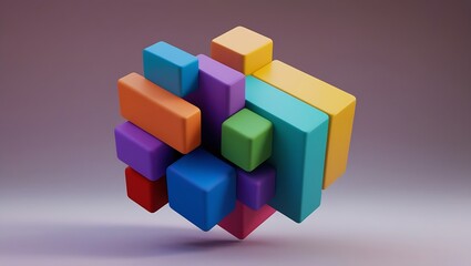 Obraz premium 3d abstract cube shape colorful background