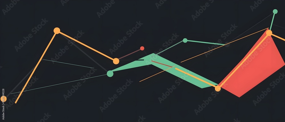 Poster an abstract representation of data analytics featuring colorful graphs and trends on a dark backgrou