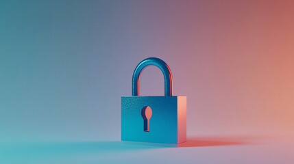 Fototapeta premium lock, neon background, security concept