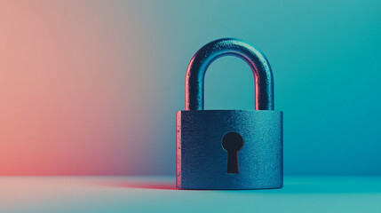 Fototapeta premium lock, neon background, security concept