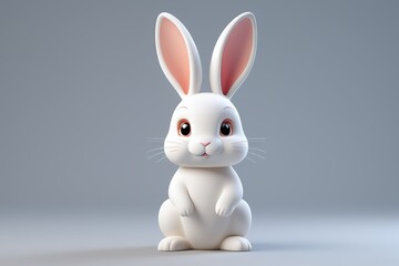 Obraz premium there is a white rabbit with pink ears sitting on a gray surface