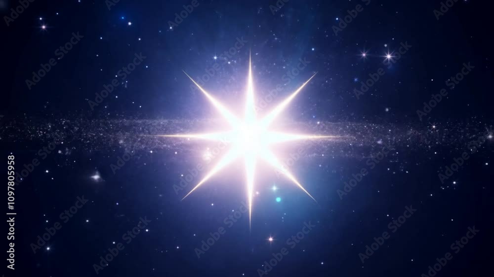 Wall mural celestial radiance: a radiant star shines brilliantly against a backdrop of cosmic dust and distant 