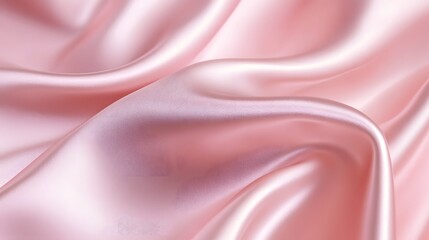 A smooth, flowing pink satin fabric showcasing its lustrous texture and gentle curves.