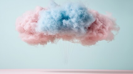Fototapeta premium Surreal Pink Blue Cotton Candy Cloud Abstract Background Minimalist Dreamy Sweet