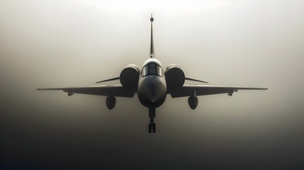 Sleek Jet Plane Shrouded in Misty Atmosphere