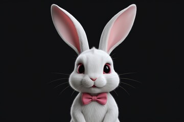 Obraz premium there is a white rabbit with a pink bow tie on