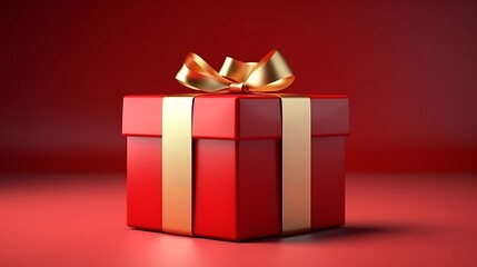 Fototapeta premium Red-Colored Gift Box on a Plain Background 