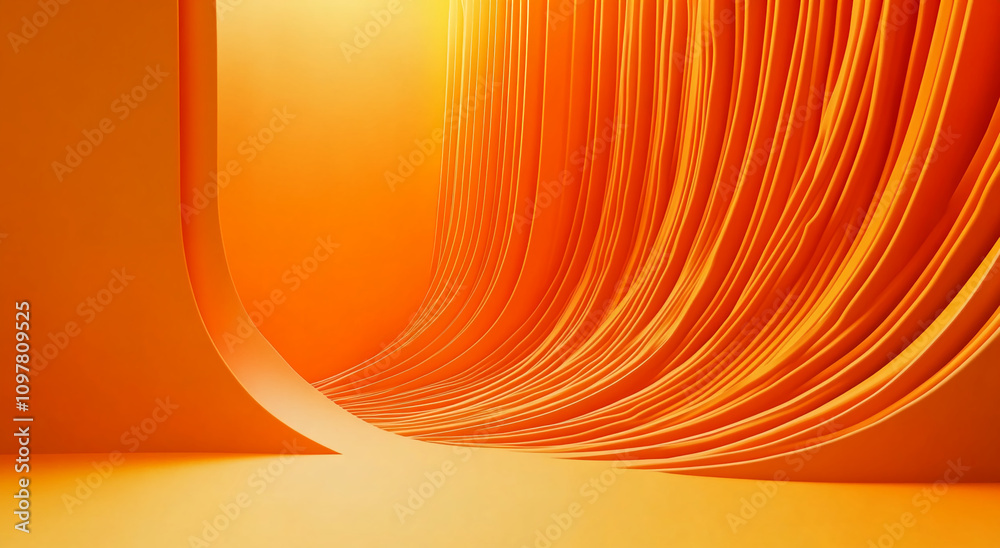 Poster vibrant orange abstract landscape with flowing lines and soft lighting creates a warm, inviting atmo