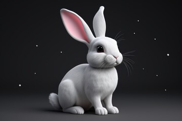 arafed rabbit sitting in front of a black background with snow flakes