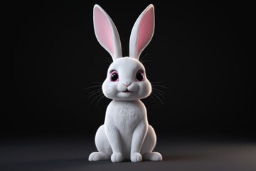 Fototapeta premium a close up of a white rabbit with pink eyes sitting on a black surface