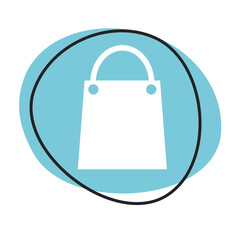 Einkaufstasche Button - Icon in blau und weiß
