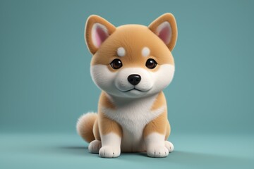 a close up of a small dog sitting on a blue surface