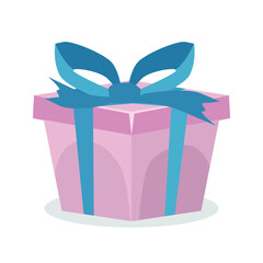 Gift box, present in vector. Gift in flat style on white background. Happy new year decoration. Collection for Birthday, Christmas. New year ornament. Vector icon gift. Beautiful