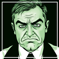 Contempt (Green): A raised eyebrow or slight sneer, indicating disdain or scorn