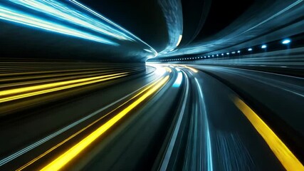 Colorful abstract background with glowing lines and motion blur, featuring a vibrant road and rainbow wave patterns, evoking speed and acceleration in a dynamic, starry night space scene