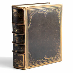 Fototapeta premium A classic hardcover book with a blank cover, isolated on white background