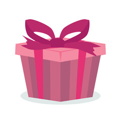 Gift box, present in vector. Gift in flat style on white background. Happy new year decoration. Collection for Birthday, Christmas. New year ornament. Vector icon gift. Beautiful