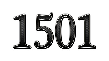 black metal 3d design of number 1501 on white background.