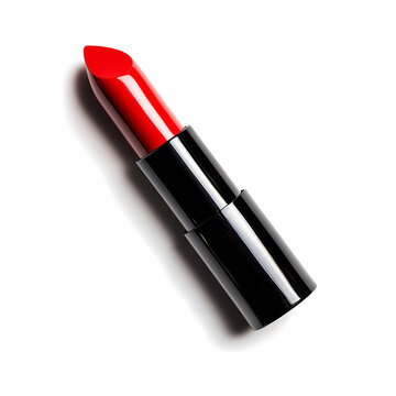 recommend clip art: A tube of red lipstick with the cap off, isolated on white background
