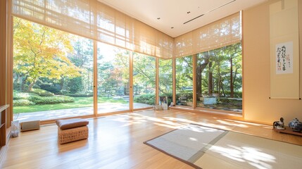 Fototapeta premium Serene Minimalist Japanese Living Room Interior Design