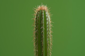 Obraz premium Spiky Green Cactus Stands Tall Against Bright Green Background