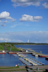 Naklejka premium Ein neuer Hafen am neuen See in Brandenburg