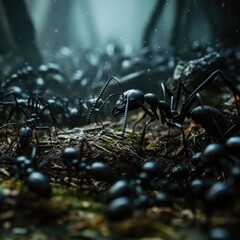 A Colony of Black Ants in a Dark Forest