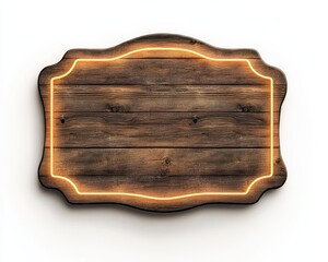  Blank retro vintage marquee sign inspired. Wooden signboard with glowing edges on a light background.
