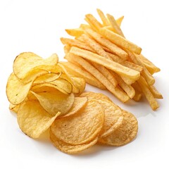 potato chips fries in white background.