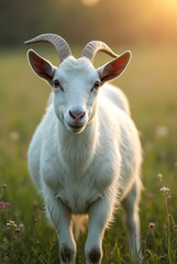 Obraz premium Hyper detailed image white goat in the meadow