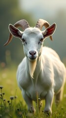 Obraz premium Hyper detailed image white goat in the meadow