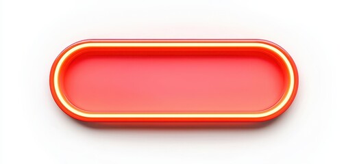 Red oval tray with a white rim on a white background. Blank retro vintage marquee sign inspired.