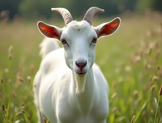 Obraz premium Hyper detailed image white goat in the meadow
