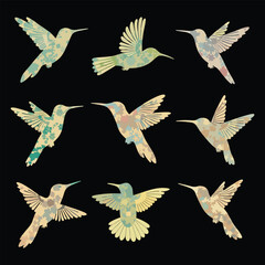 Fototapeta premium set of flying birds silhouette