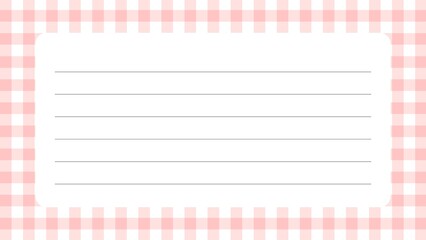 Pink plaid pattern background greeting card/letter template