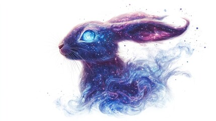 rabbit, designed with a combination of geometric shapes and flowing lines to symbolize the principles of quantum mechanics.