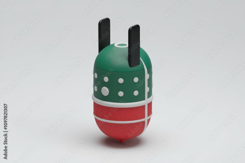 Poster 3D model of capsule object with colored segments and antennae