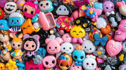 Obraz premium Colorful Collection of Cute Child-Friendly Charms and Figures