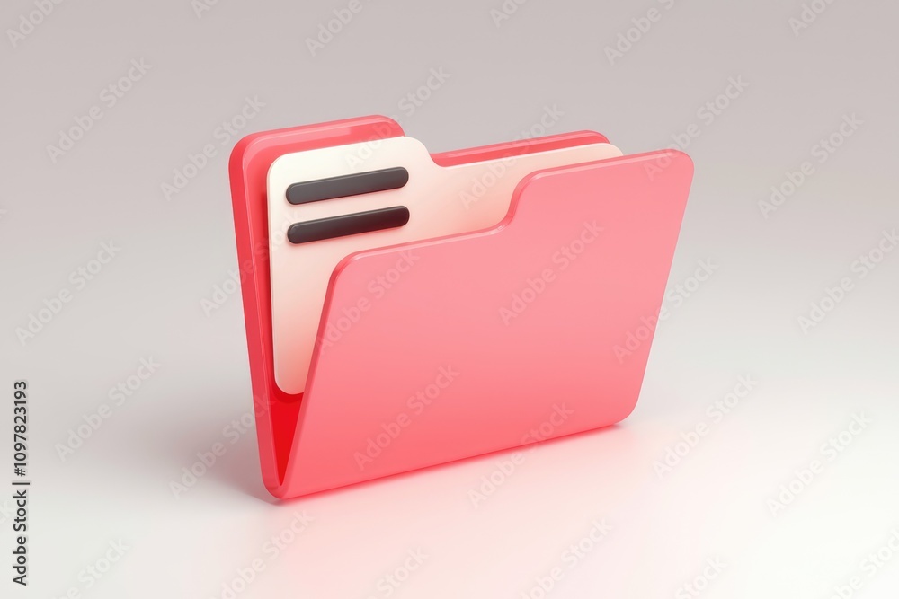 Fototapete A 3D render of a pink folder icon  representing digital file storage