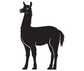 Fototapeta premium llama cartoon illustration vector design, Minimalist llama silhouette icon