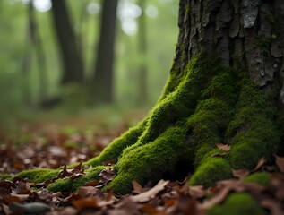 Naklejka premium Moss on a tree in the forest