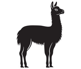 Obraz premium llama cartoon illustration vector design, Minimalist llama silhouette icon