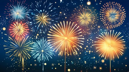 Fototapeta premium Festival fireworks lighting up the night sky, creating a breathtaking and festive view