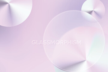 Translucent Circle Glass Overlay On Shiny Disc With Isolated Purple Background. Minimal Aesthetic Design Vector Illustration For E-commerce, Beauty, Fashion, Web, UI, Etc.