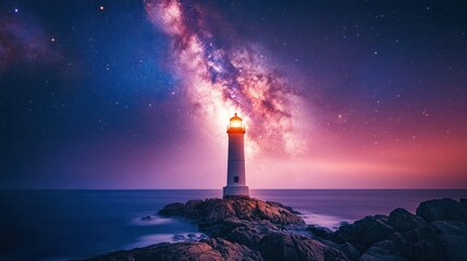 Lighthouse Under a Starry Sky